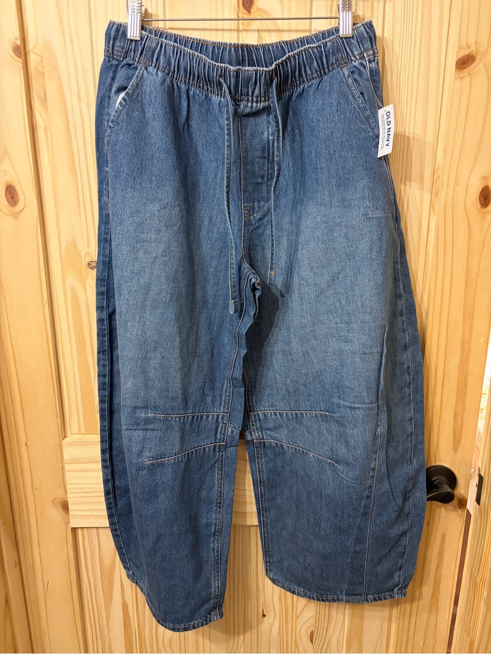 Old Navy High-Waisted Pull-On Barrel Jeans Medium Wash NWT SP Baggy Streetwear - Picture 6 of 10